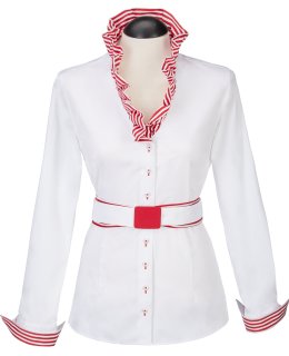 Ruffle blouse striped contrast, red / white