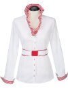 Ruffle blouse striped contrast, red / white/goes out of the assortment