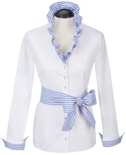 Ruffle blouse striped contrast, light blue / white/goes out of the assortment