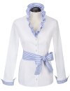 Ruffle blouse striped contrast, light blue / white/goes out of the assortment