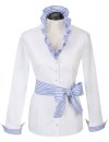 Ruffle blouse striped contrast, light blue / white