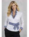 Ruffle blouse striped contrast, marine / white/goes out of the assortment