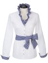 Ruffle blouse striped contrast, marine / white/goes out of the assortment