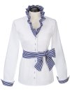 Ruffle blouse striped contrast, marine / white