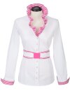 Ruffle blouse striped contrast, pink / white/goes out of the assortment