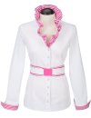 Rüschenbluse gestreift Kontrast, pink/weiss/Geht aus...