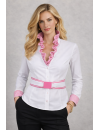 Rüschenbluse gestreift Kontrast, pink/weiss/Geht aus...