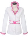 Ruffle blouse striped contrast, pink / white