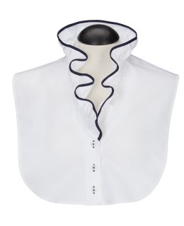 Blousen collar ruffle white with marine piping/goes out of the assortment