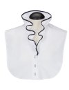 Blousen collar ruffle white with marine piping/goes out...