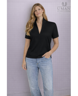 Short Sleeve Stand Collar Shirt, Black