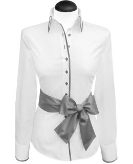 Contrast blouse Weiss Uni with Smoky  Piped / goes from the assortment