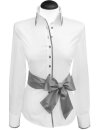 Contrast blouse Weiss Uni with Smoky  Piped