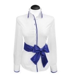 Contrast blouse White Uni with Ocean  Piped / goes from the assortment