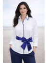 Contrast blouse White Uni with Ocean  Piped