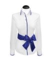 Contrast blouse White Uni with Ocean  Piped