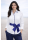 Contrast blouse White Uni with Ocean  Piped