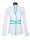 Stand-up collar blouse Piped, white / turquoise