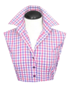 Blousen collar pink purple white (karo)/goes out of the...