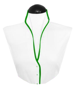 Blousen collar stand collar white, green piped/goes out of the assortment