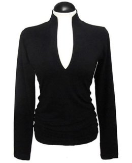 Stand Collar Shirt, Black, Extra